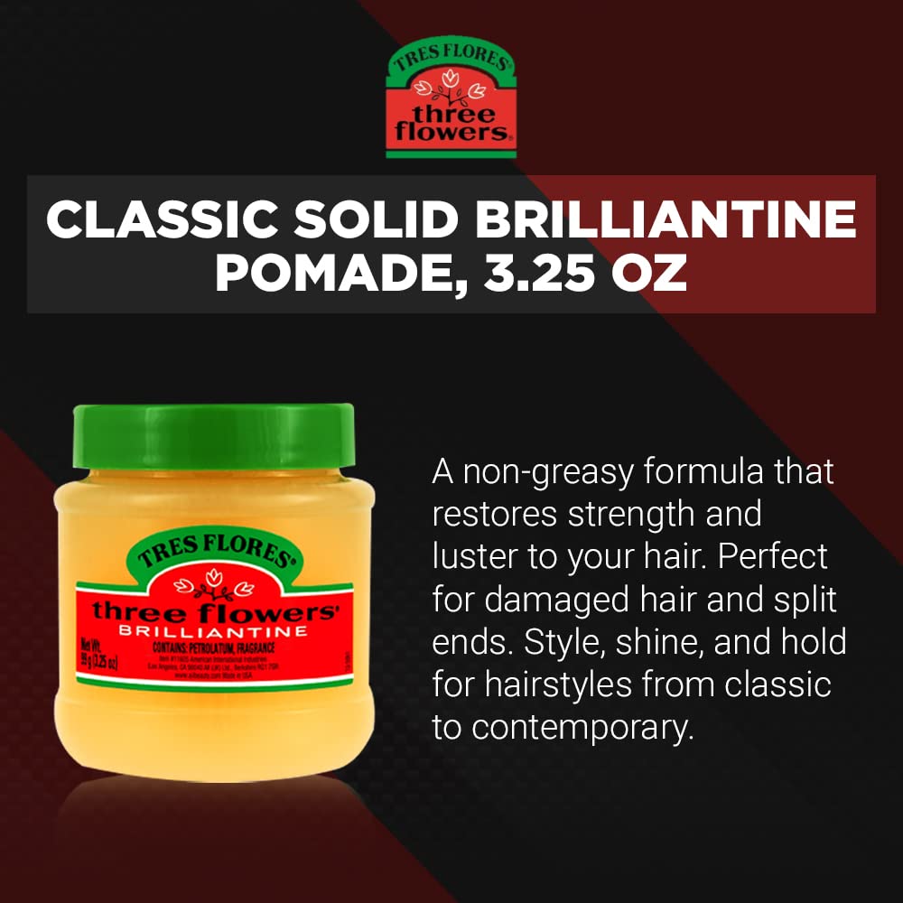 Tres Flores classic solid hair styling pomade with traditional floral fragrance packaging