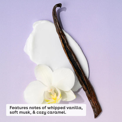 Eos Vanilla Cashmere body cream tube packaging