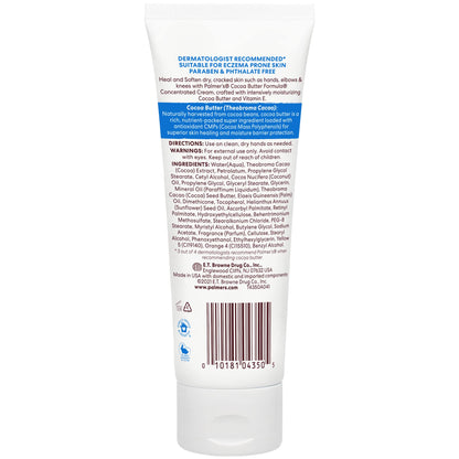 Palmer's daily skin therapy cream tube angle view highlighting vitamin E and cocoa butter benefits
