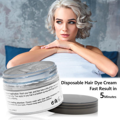 VOLLUCK natural hair coloring wax application process showing vibrant silver results on hair