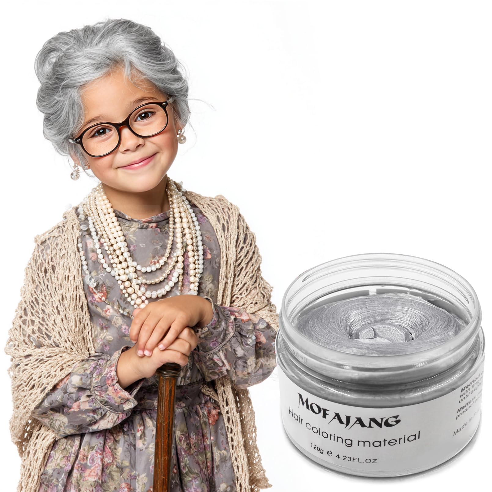 VOLLUCK silver gray disposable styling pomade jar with list of natural ingredients visible