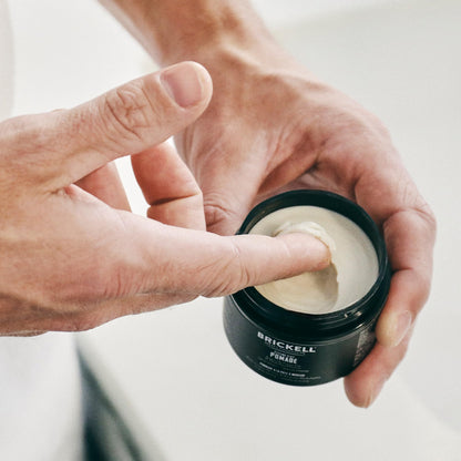 Brickell Men's Products imported premium grooming clay showing two ounces net weight
