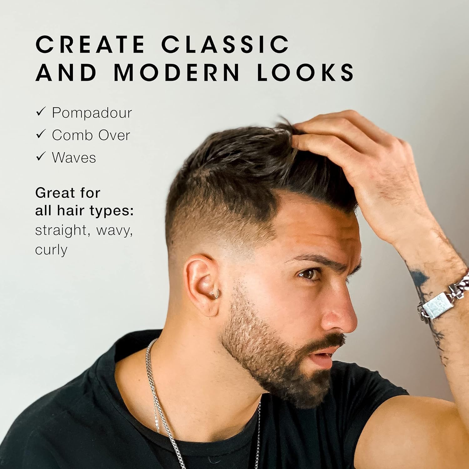 Texture preview of the frizz control hair pomade for straight wavy and curly hair types