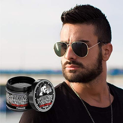 Viking Revolution high shine strong hold styling pomade texture closeup.