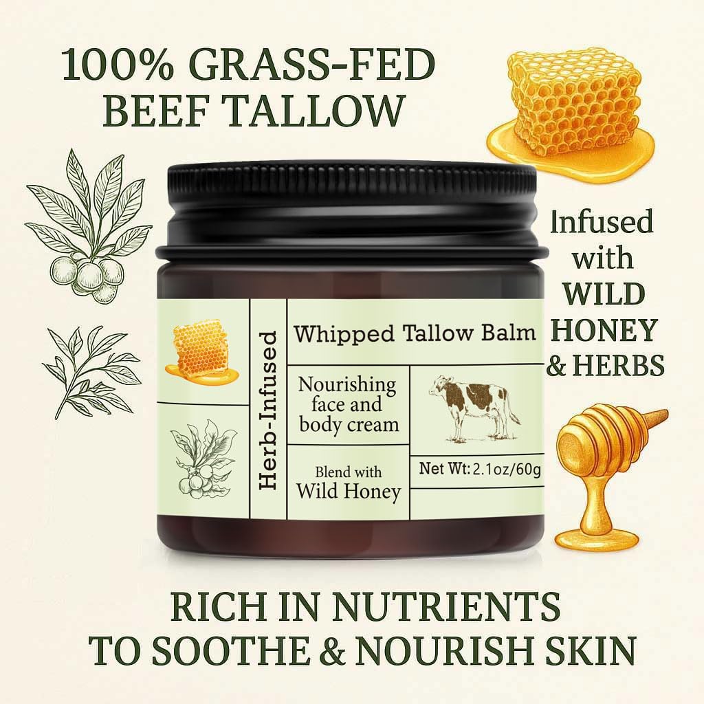 URQT organic grass fed tallow cream container with lid off