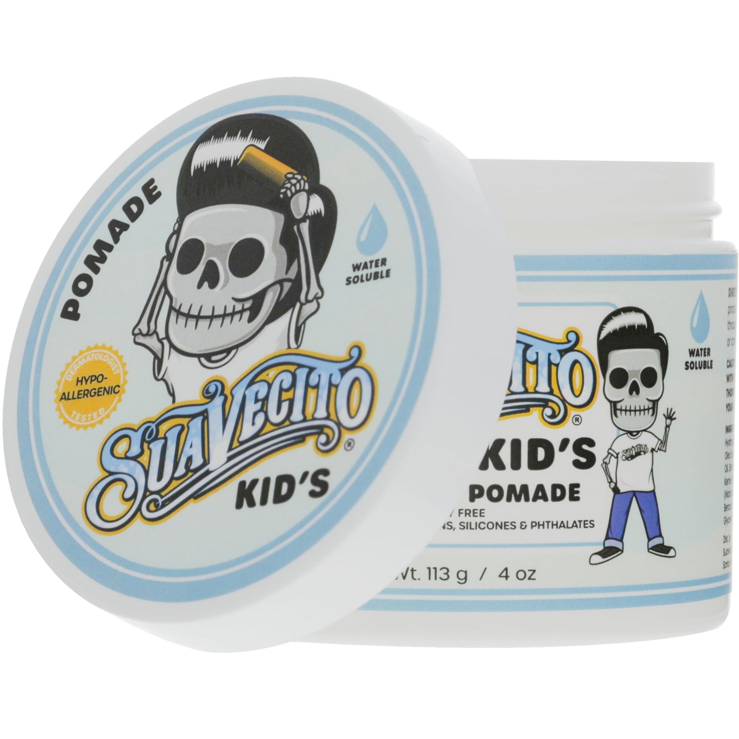 Suavecito dermatologist tested kids pomade packaging for sensitive Indian skin types