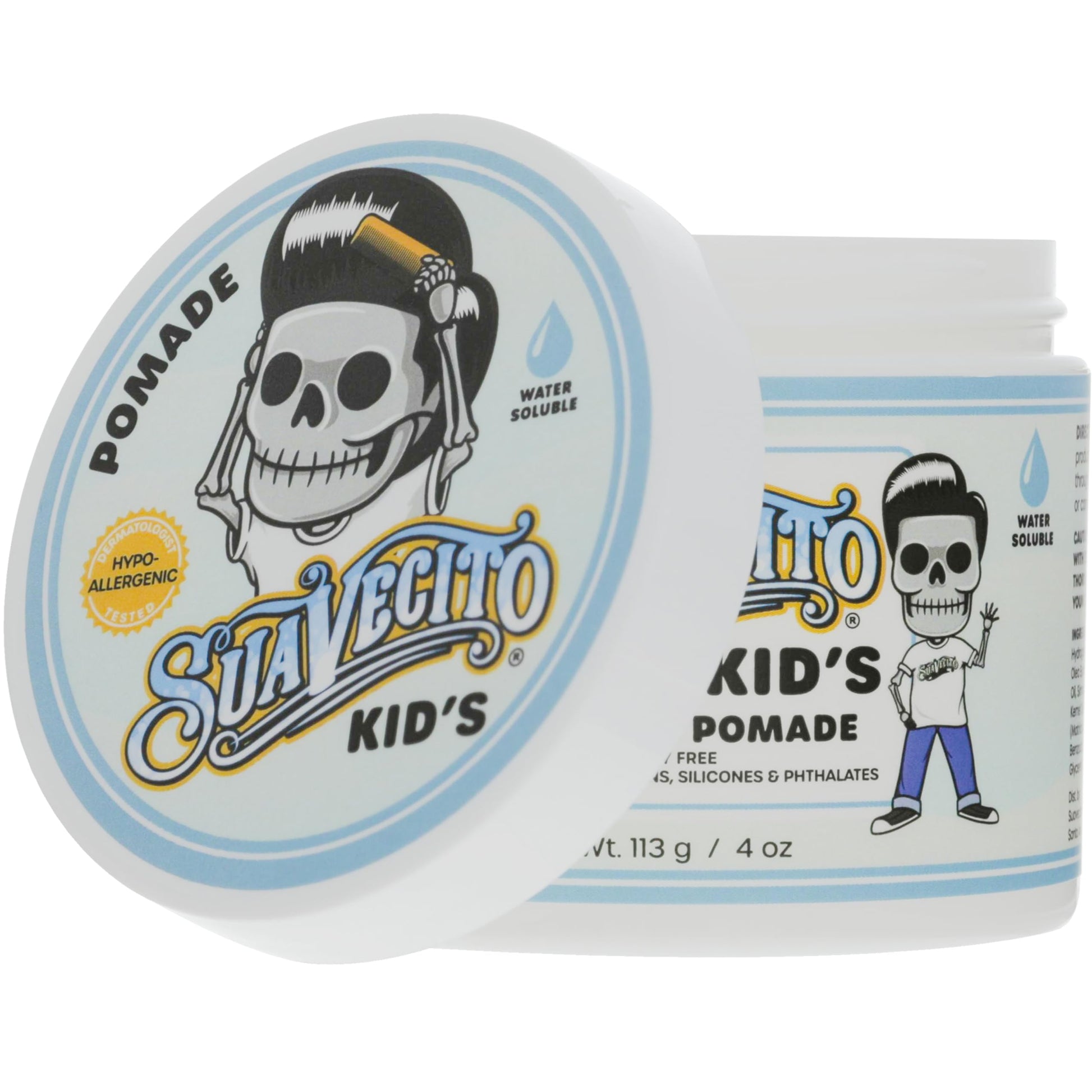 Suavecito dermatologist tested kids pomade packaging for sensitive Indian skin types