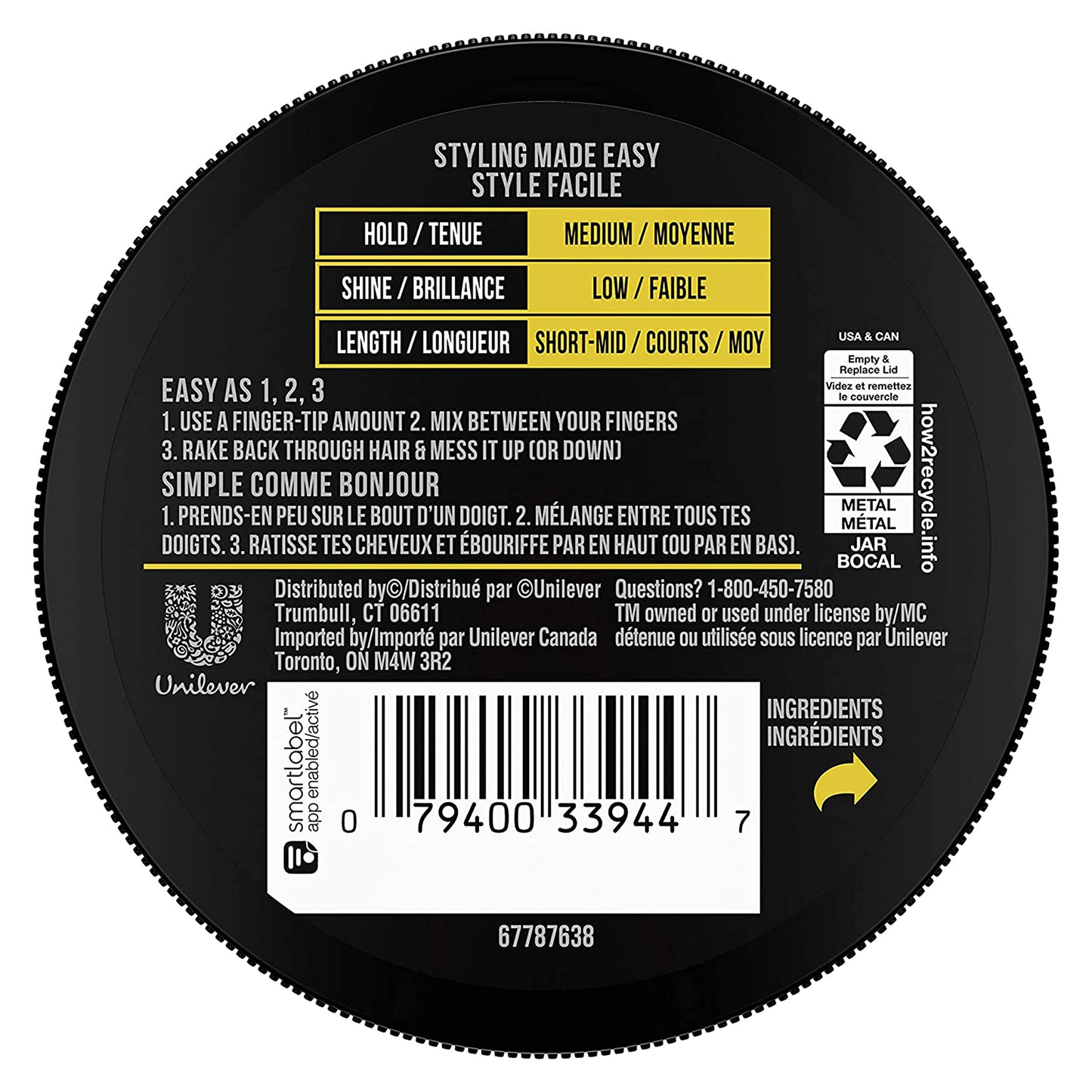 AXE Messy Look Hair Paste medium hold packaging side details