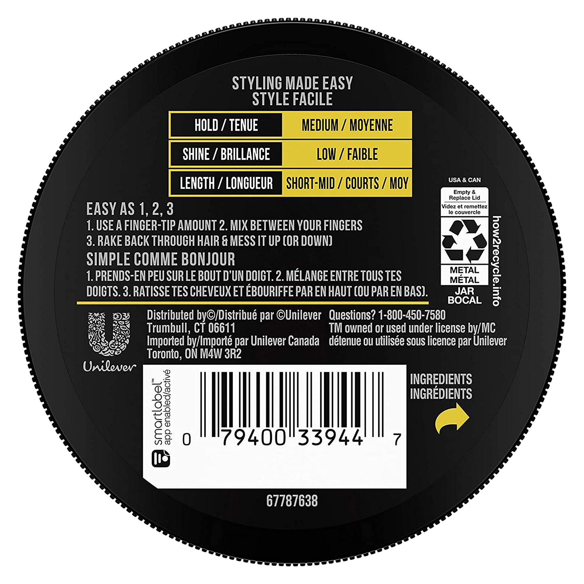 AXE Messy Look Hair Paste medium hold packaging side details