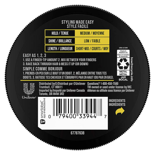 AXE Messy Look Hair Paste medium hold packaging side details
