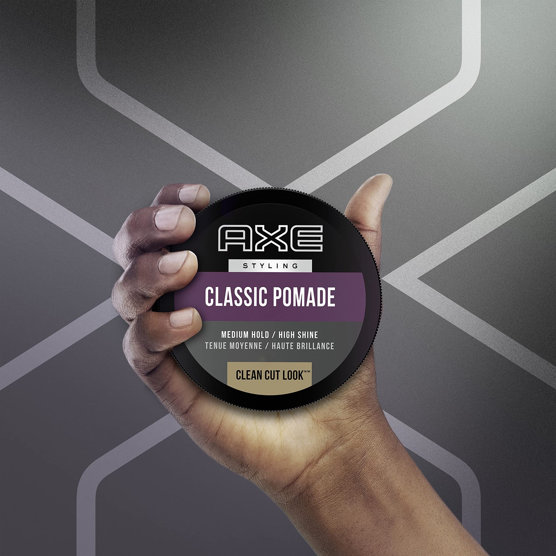 AXE grooming pomade for short to mid length hairstyles showcasing the texture.