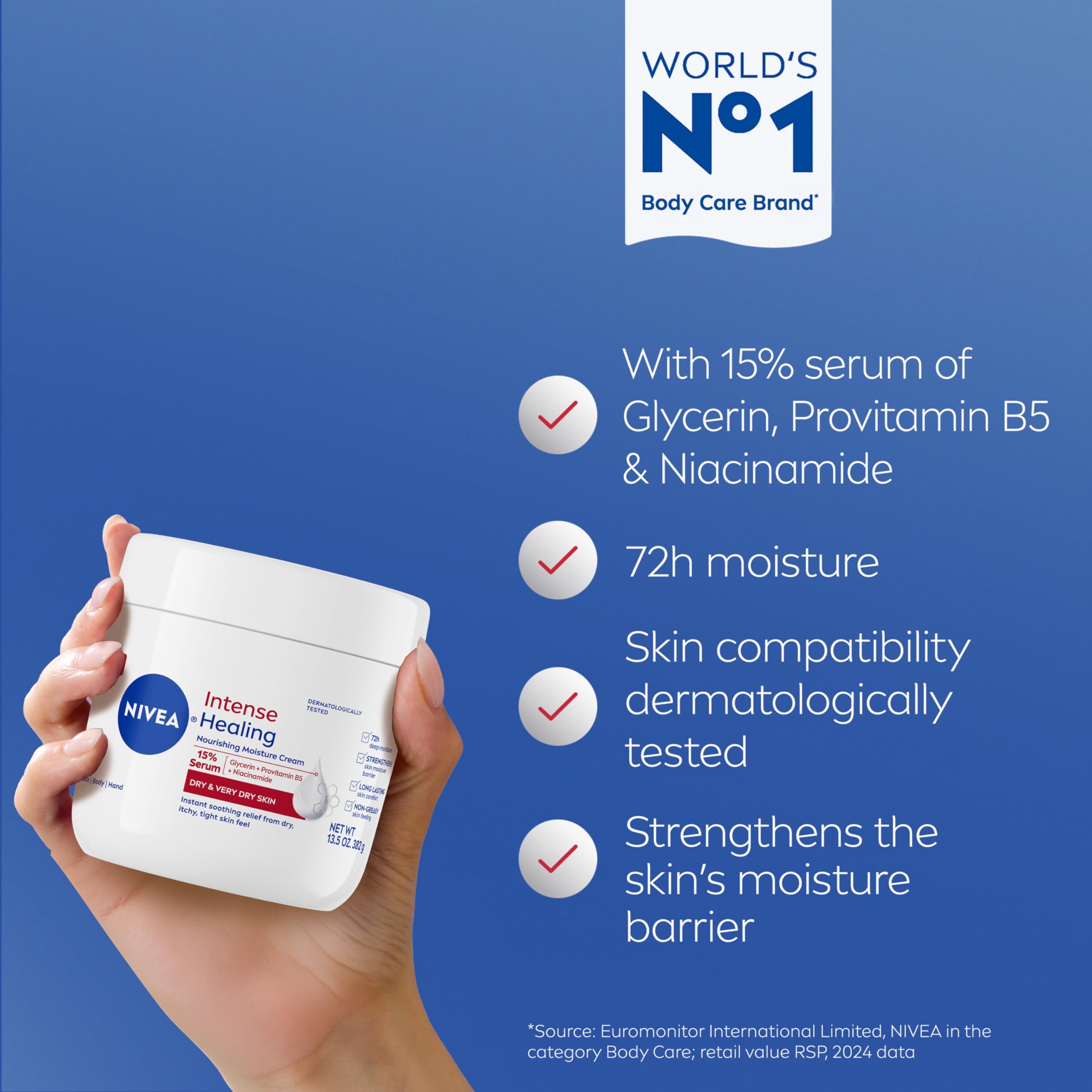 NIVEA 72 hour moisture body cream open jar texture close up
