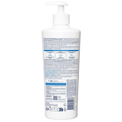 Close up view of the Bioderma ultra soothing anti itching moisturizer pump mechanism and bottle neck