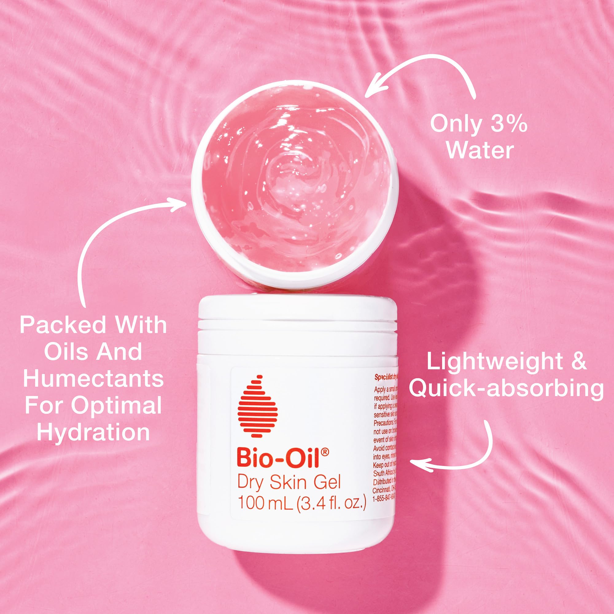 Bio-Oil intensive moisturizing gel for dry skin with a unique gel-to-oil formula texture view