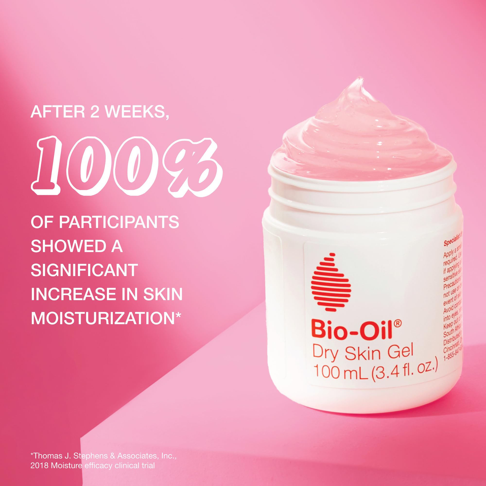 Bio-Oil skincare gel application on dry skin demonstrating its fast absorbing hydration properties