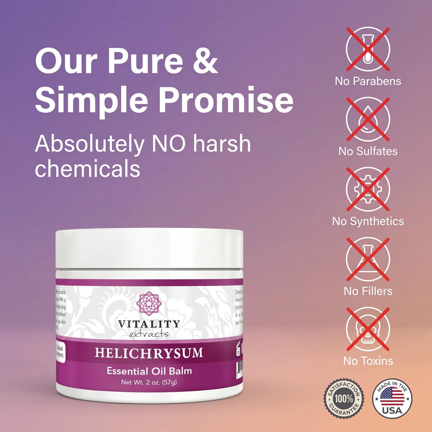 Vitality Extracts Helichrysum Balm product label details and ingredient listing