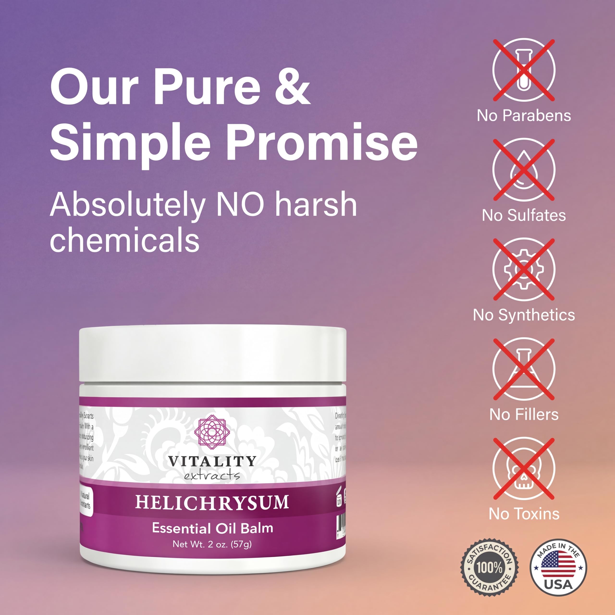 Vitality Extracts Helichrysum Balm product label details and ingredient listing