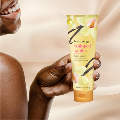 Close up of the packaging for Bodycology shea and cocoa butter complex cream