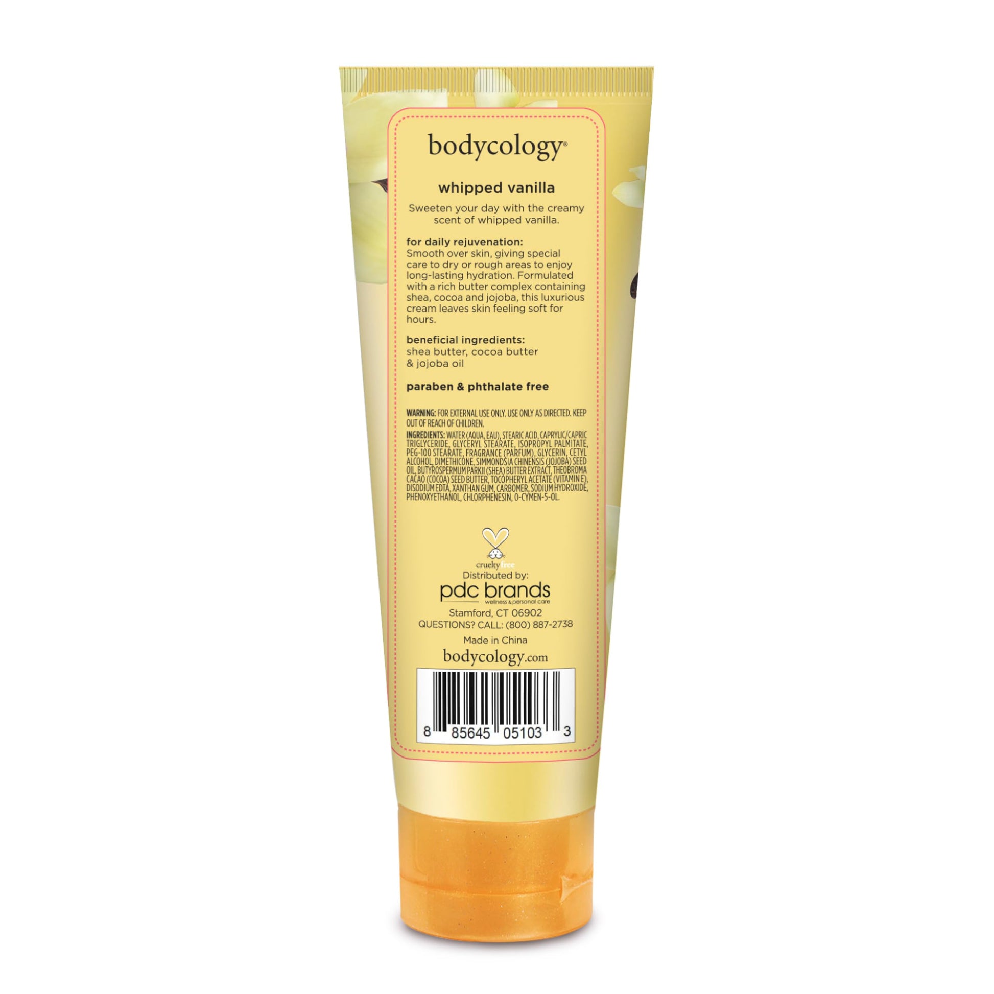 Full range view highlighting the genuine imported Bodycology sweet vanilla blossom product
