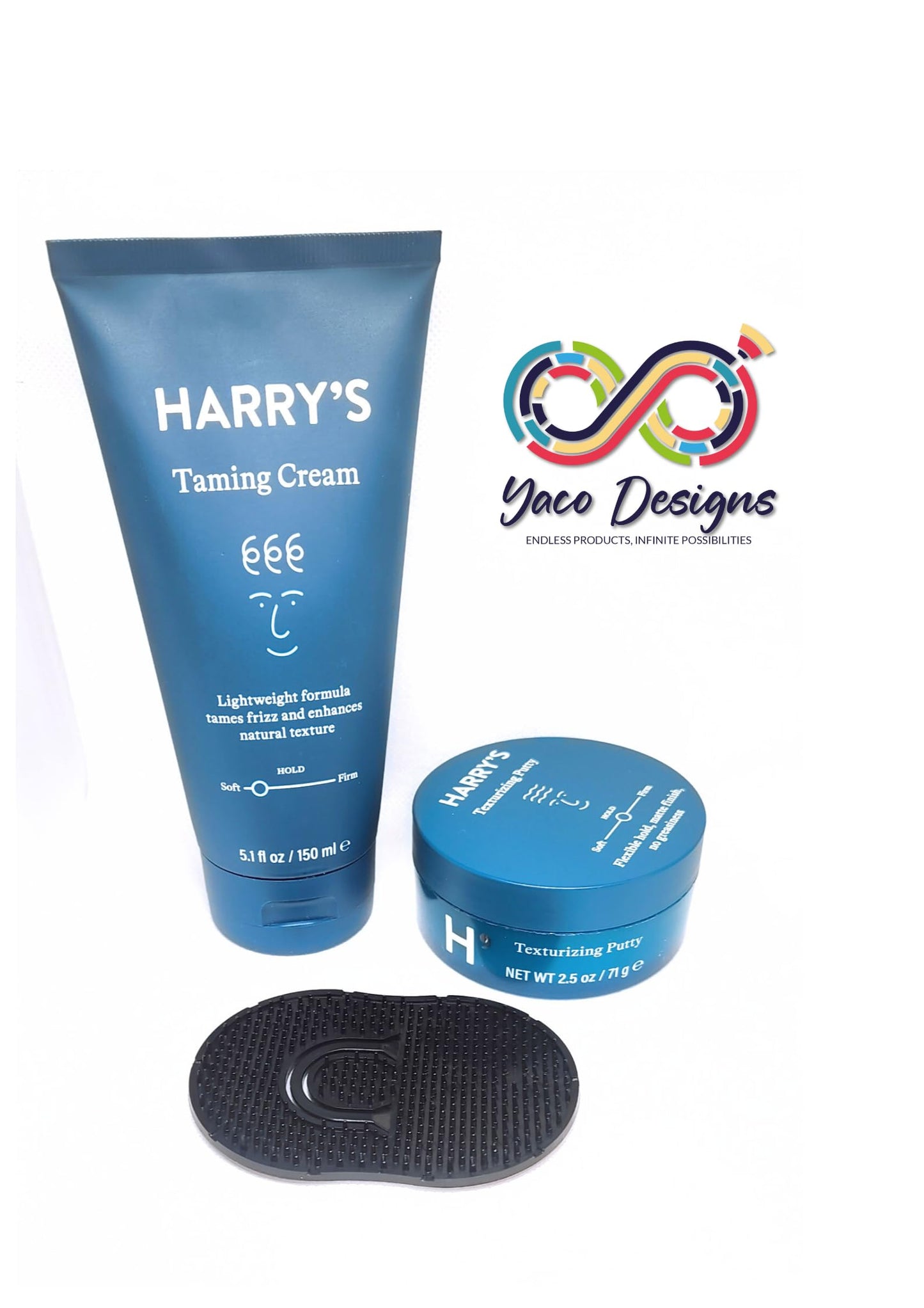 Harrys Hair Taming Cream tube and Texturizing Putty jar