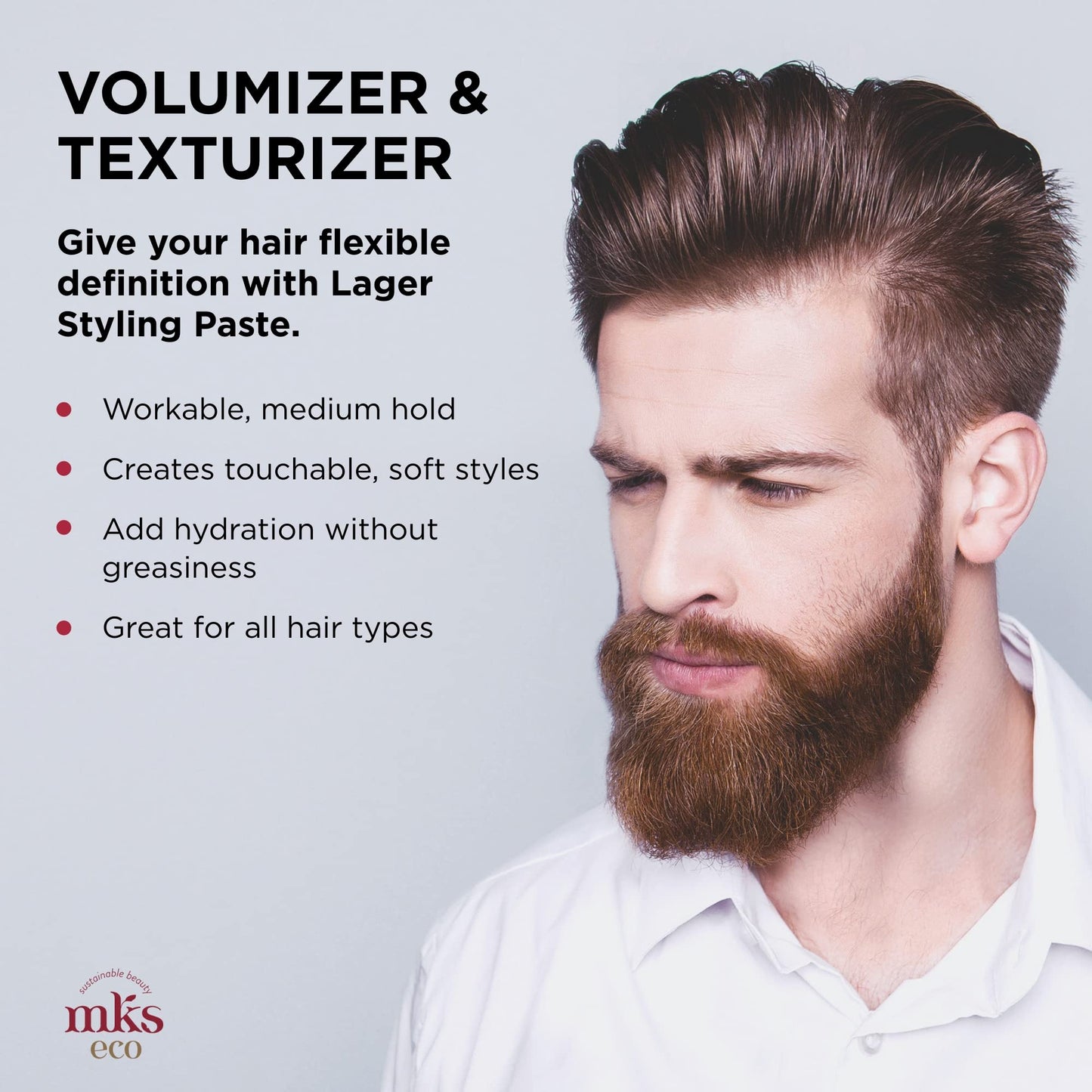 Back view of MKS Eco For Men Lager hair styling paste container