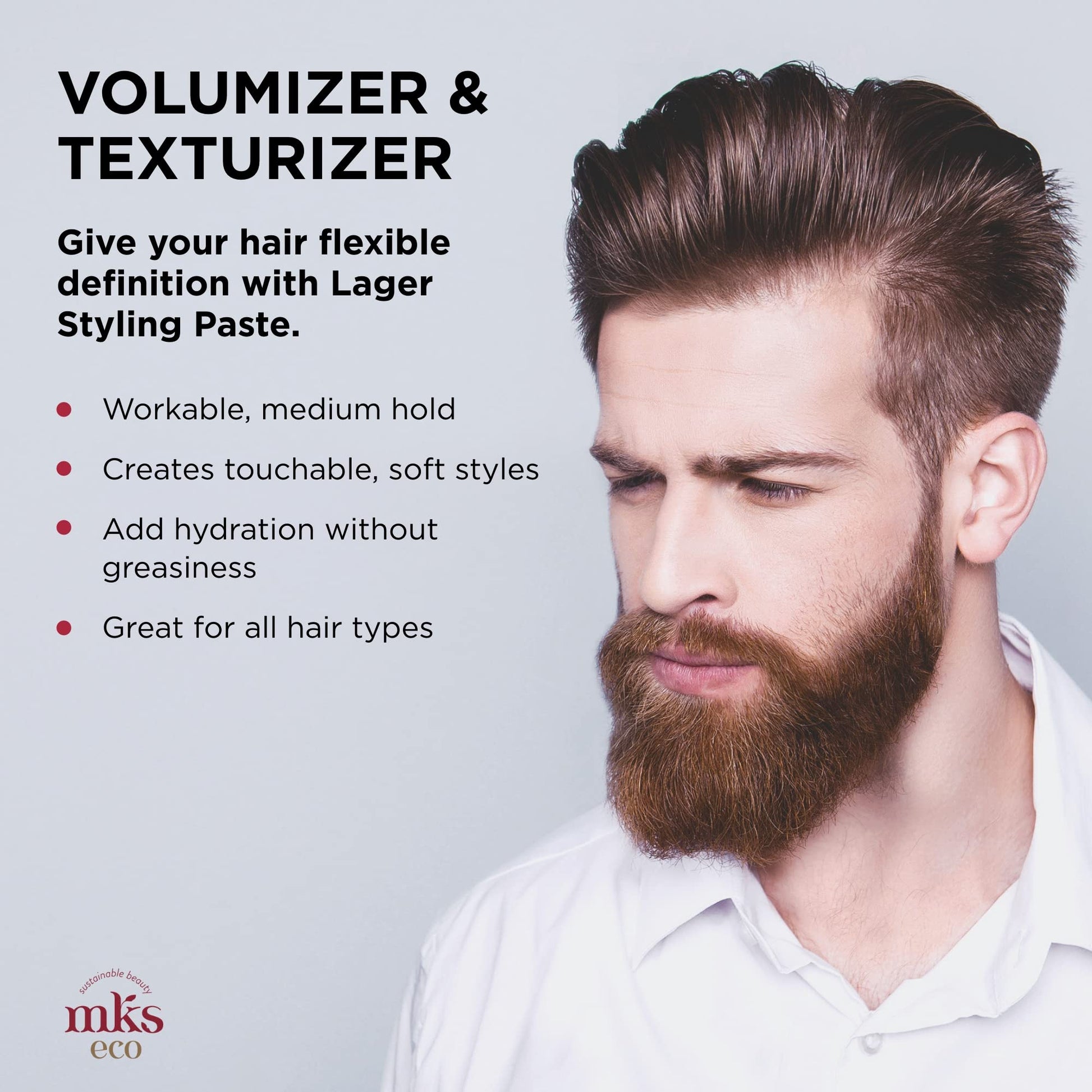 Back view of MKS Eco For Men Lager hair styling paste container