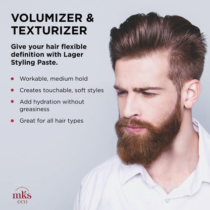 Back view of MKS Eco For Men Lager hair styling paste container