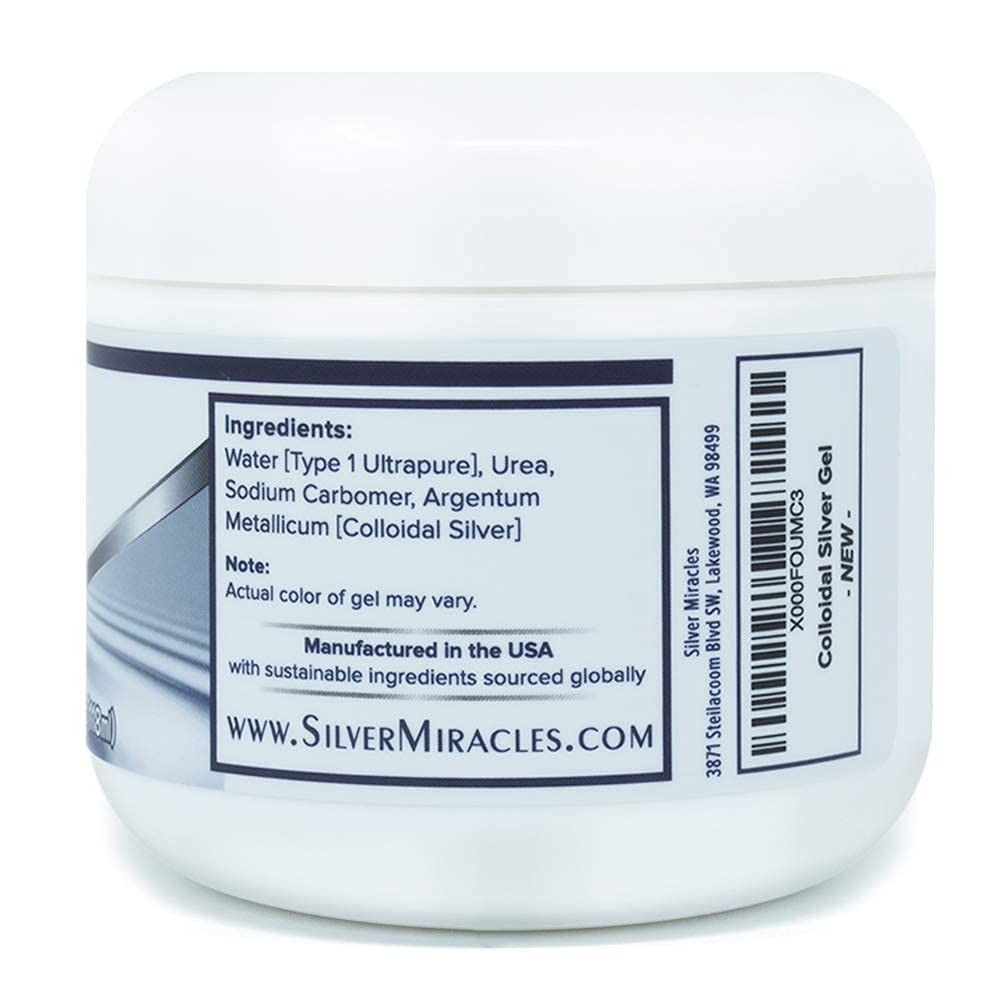 Silver Miracles Colloidal Silver Gel packaging label facts