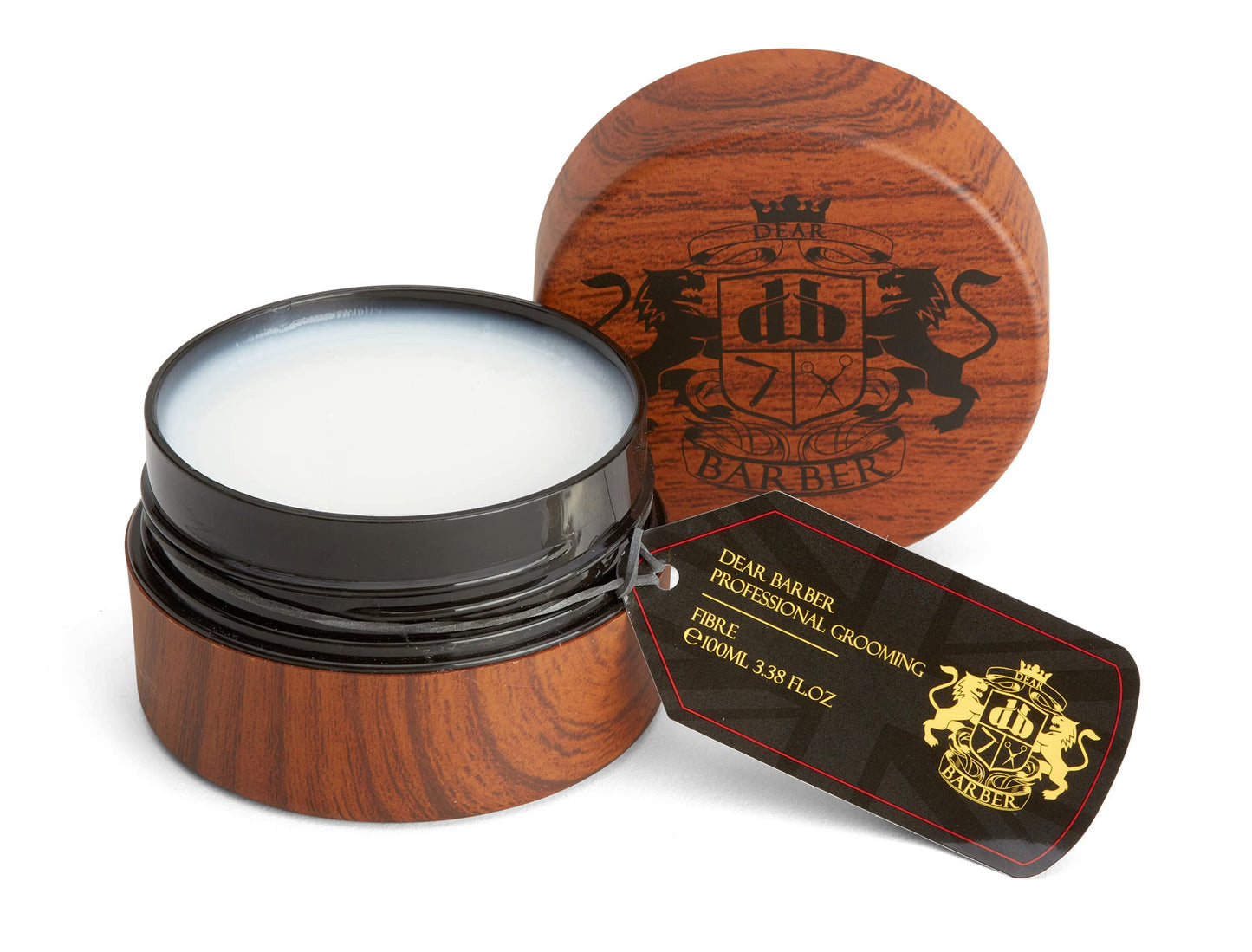 Dear Barber fiber hair paste branding and signature crest