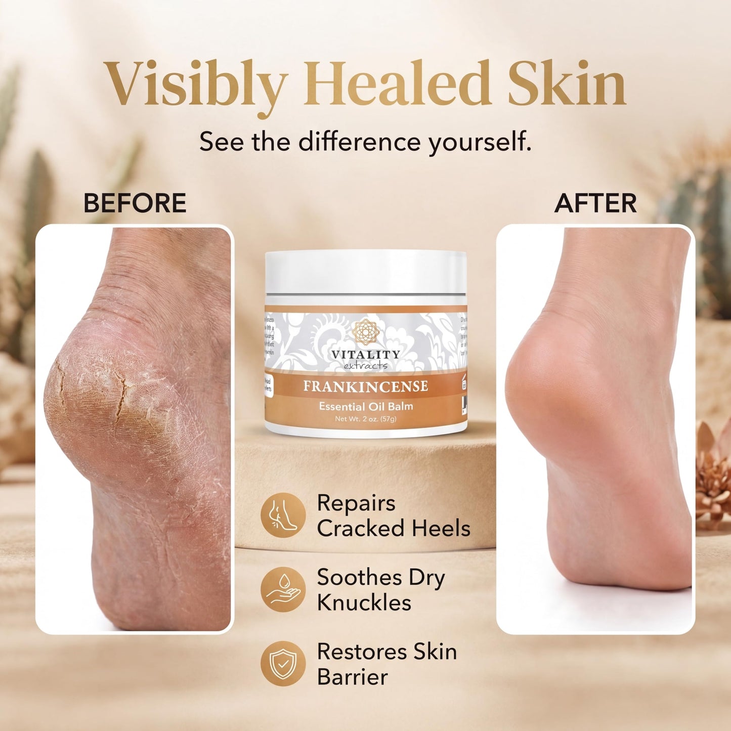 Vitality Extracts Frankincense Balm 2 Ounce lid and branding detail