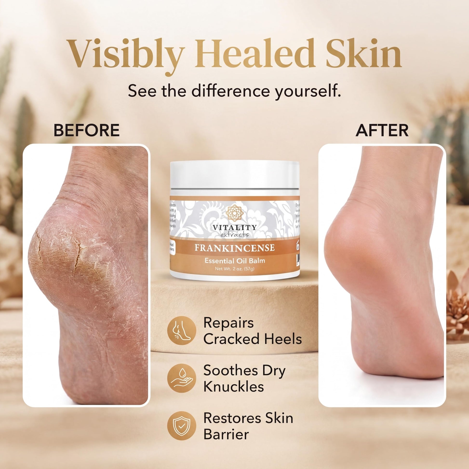Vitality Extracts Frankincense Balm 2 Ounce lid and branding detail