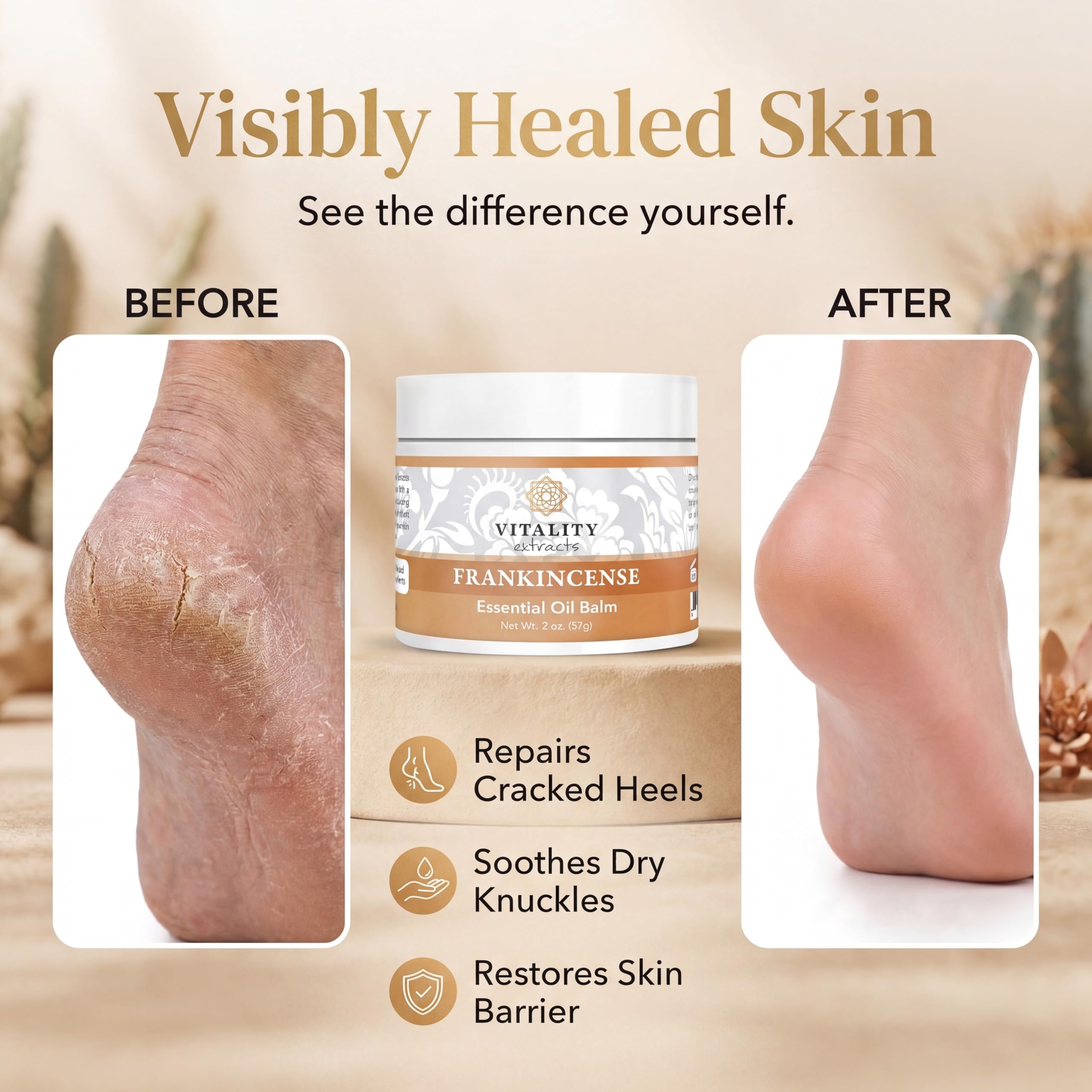 Vitality Extracts Frankincense Balm 2 Ounce lid and branding detail