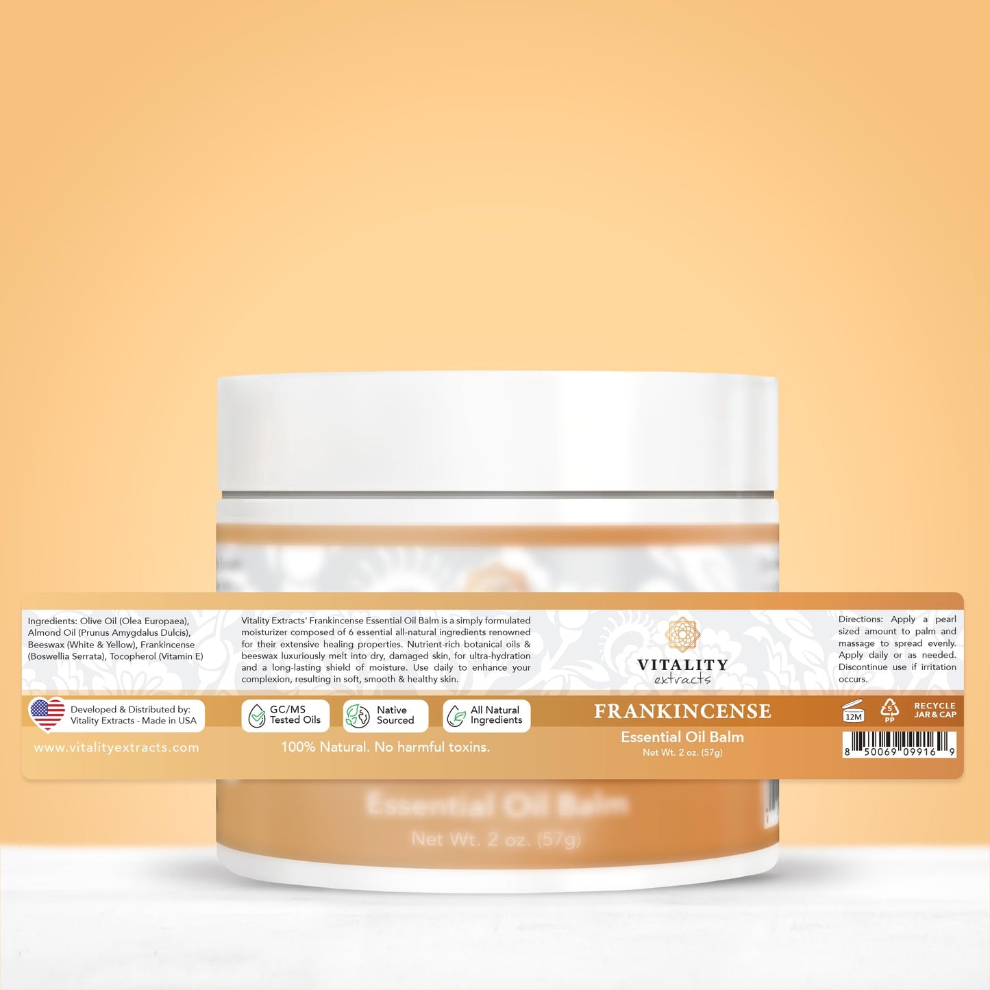 Vitality Extracts 2 Ounce premium natural essential oil body balm container
