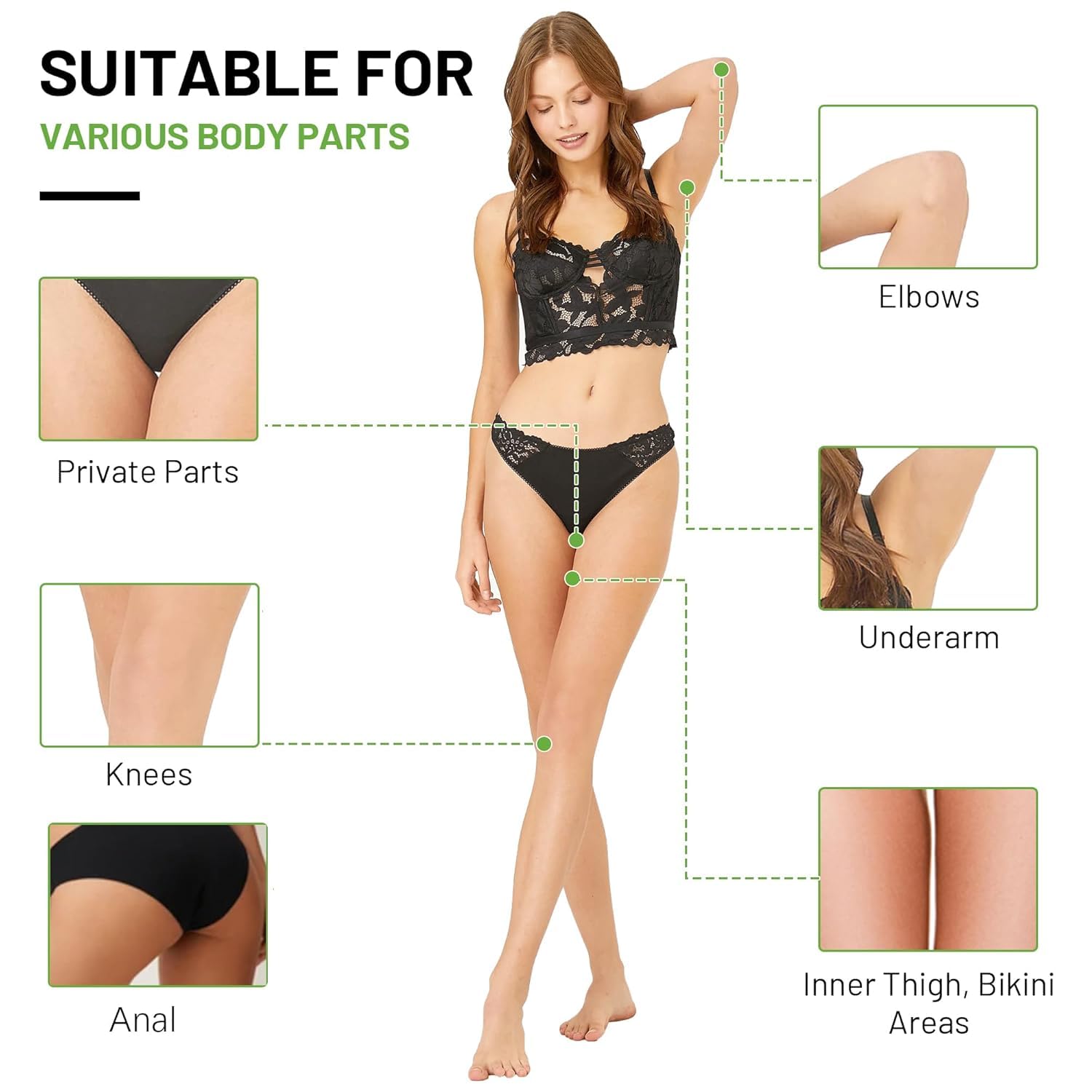 Application guide showing how to use Vcetree intimate skin lightening cream