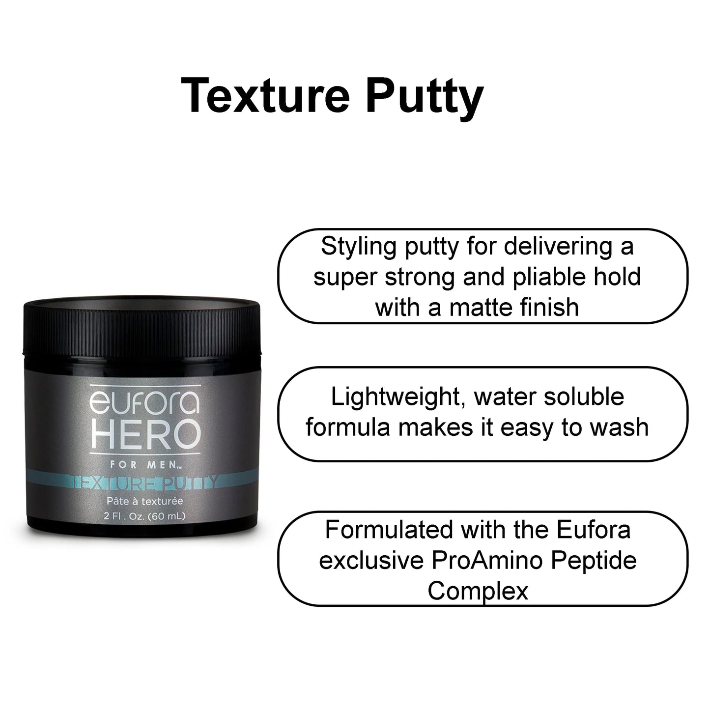 Eufora Hero Texture Putty container showing professional branding.