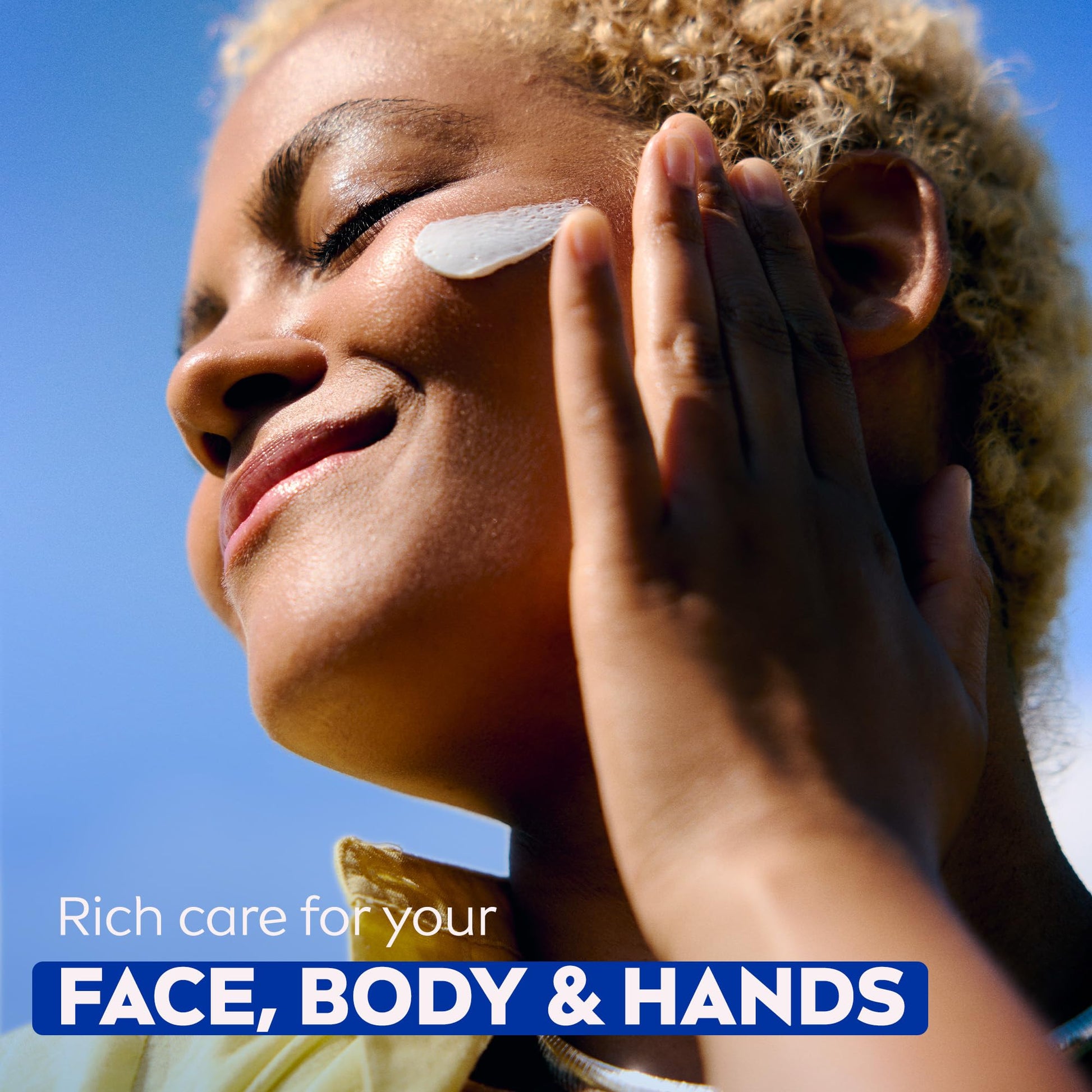 NIVEA daily use protective cream for all skin types being applied to skin