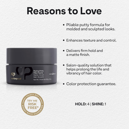 Back of ColorProof Styling Putty jar showing ingredients