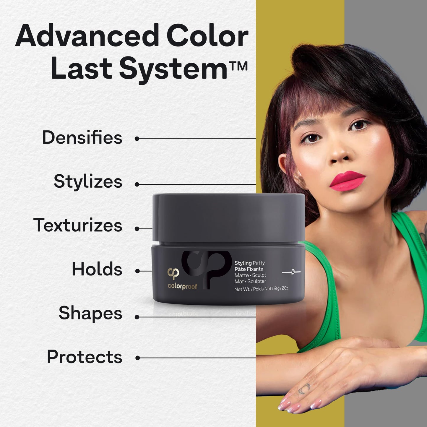 Authentic ColorProof hair putty jar for short hair styling