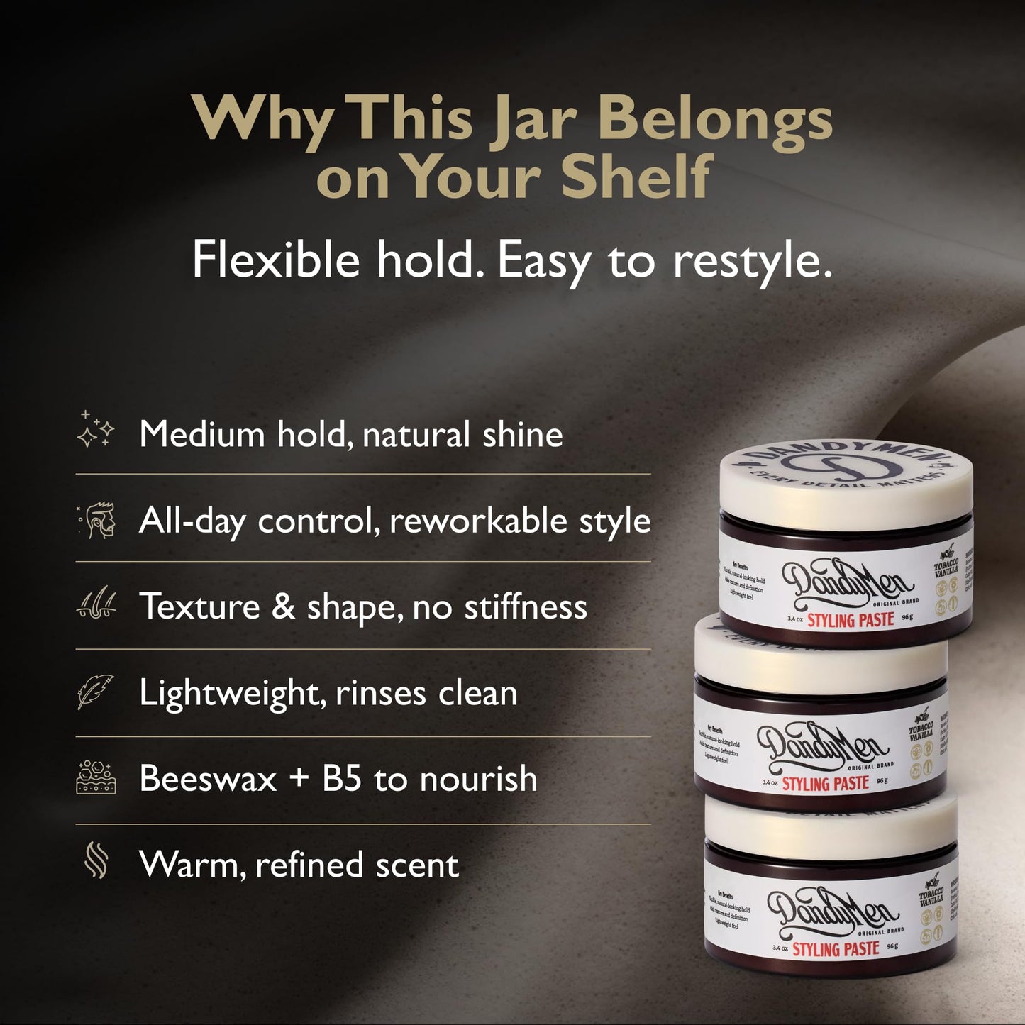 DandyMen Tobacco Vanilla styling paste 3.4 ounce container