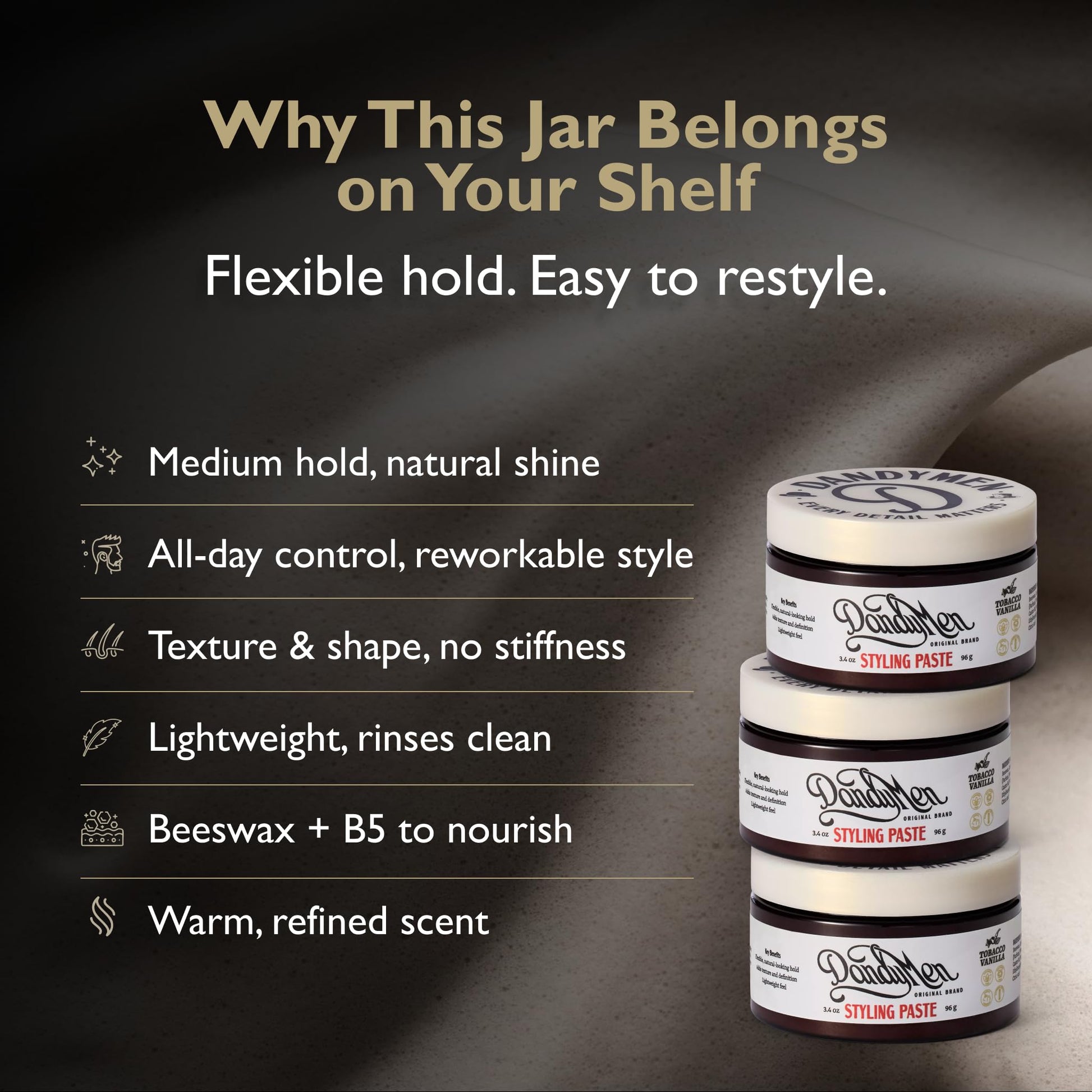 DandyMen Tobacco Vanilla styling paste 3.4 ounce container