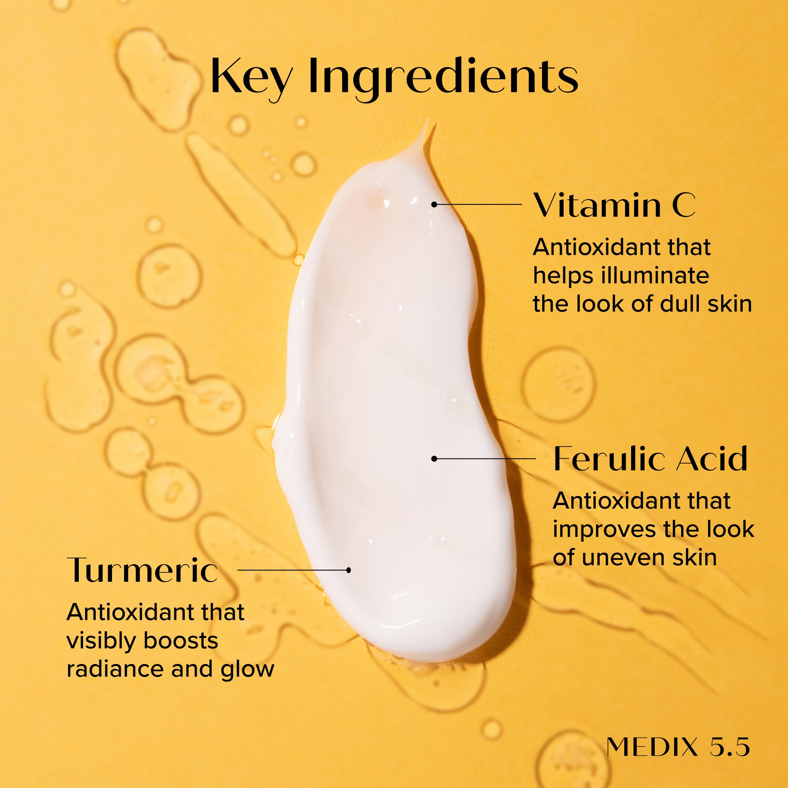 Medix 5.5 brightening face and body cream back label showing ingredients