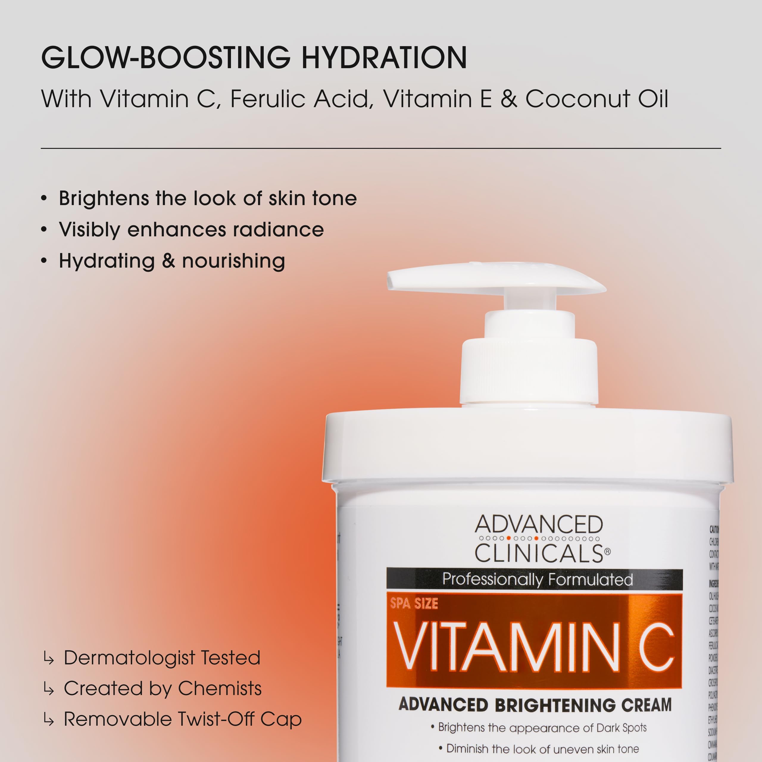 Advanced Clinicals Vitamin C Cream Spa Size Jar Texture Close Up