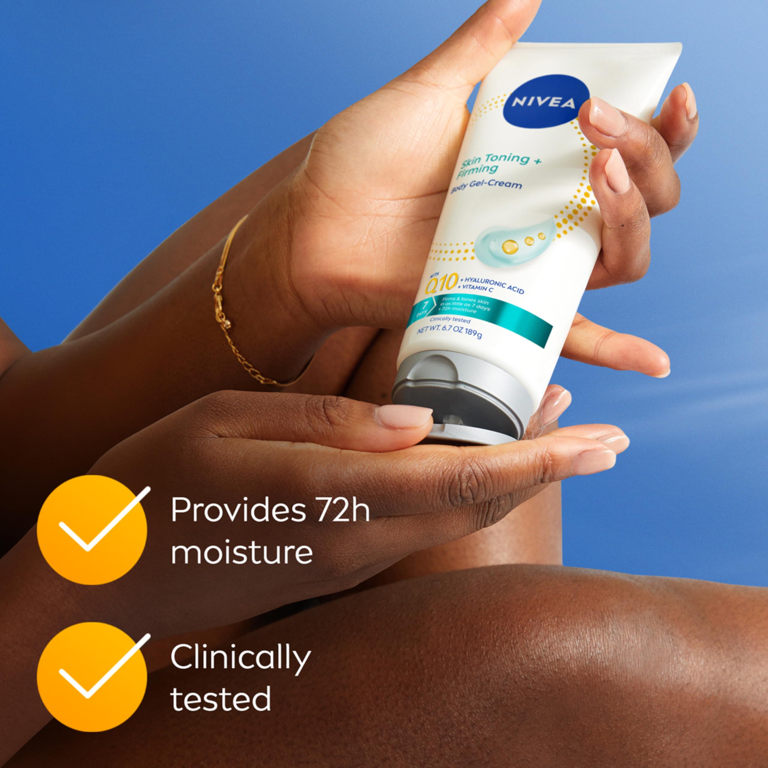 USA imported NIVEA Q10 firming gel cream container close up