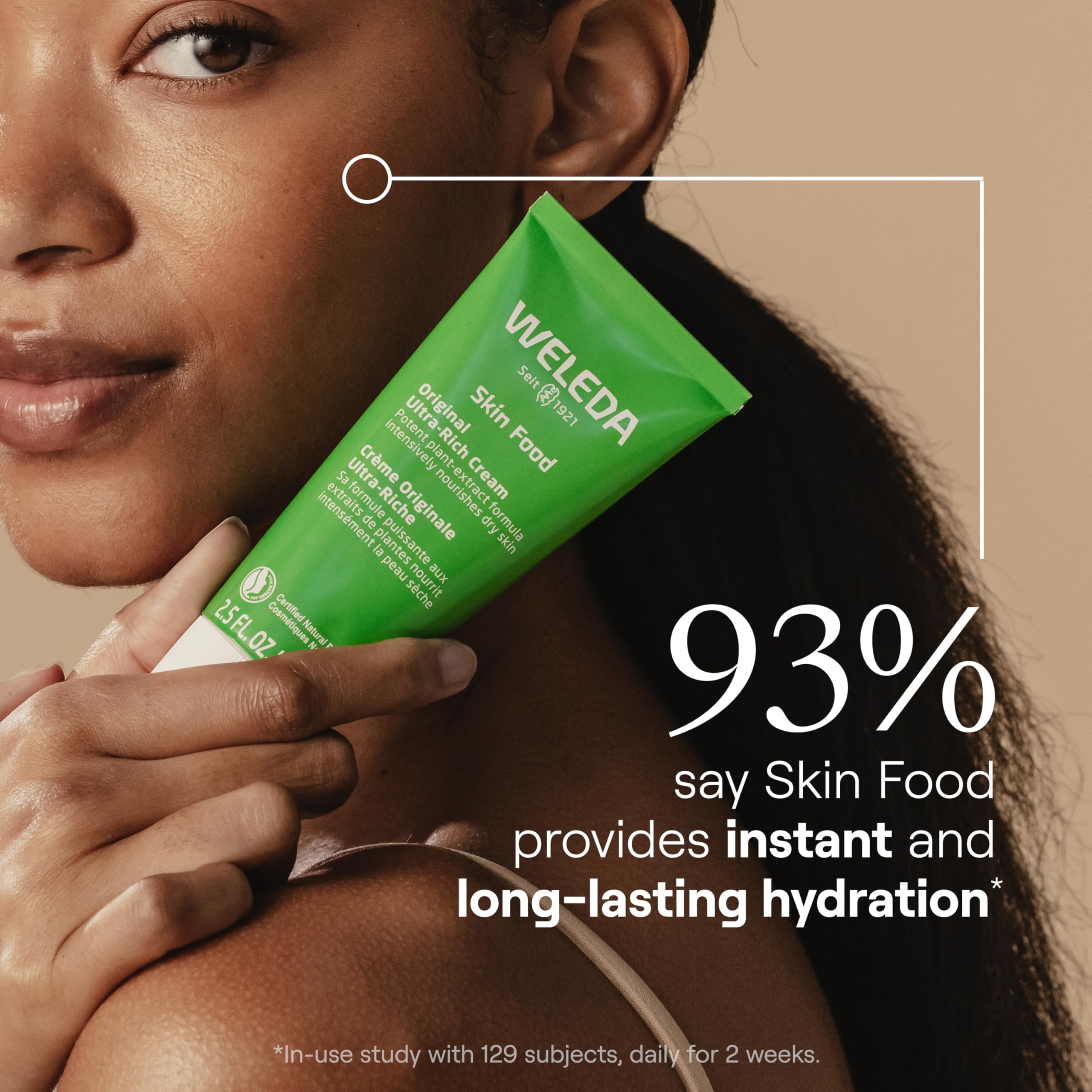 Weleda Skin Food multi purpose moisturizer tube showcasing natural ingredients list