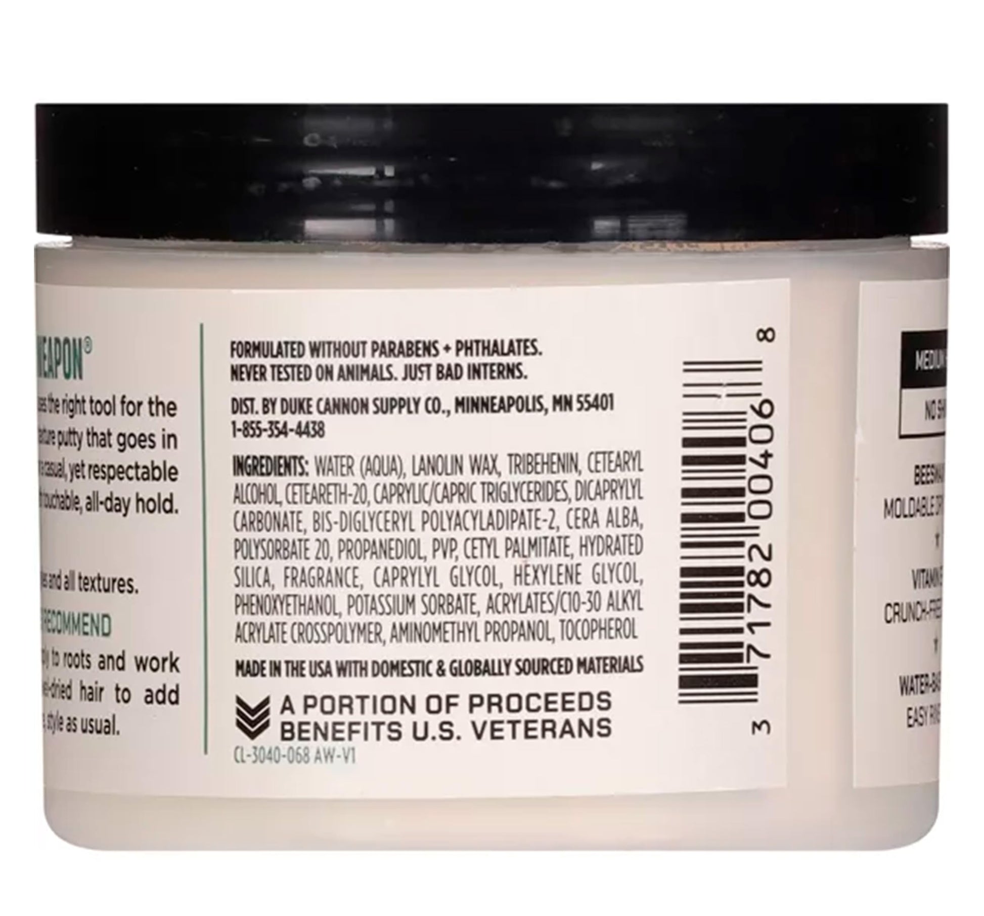Authentic Duke Cannon Dry Hold Putty packaging