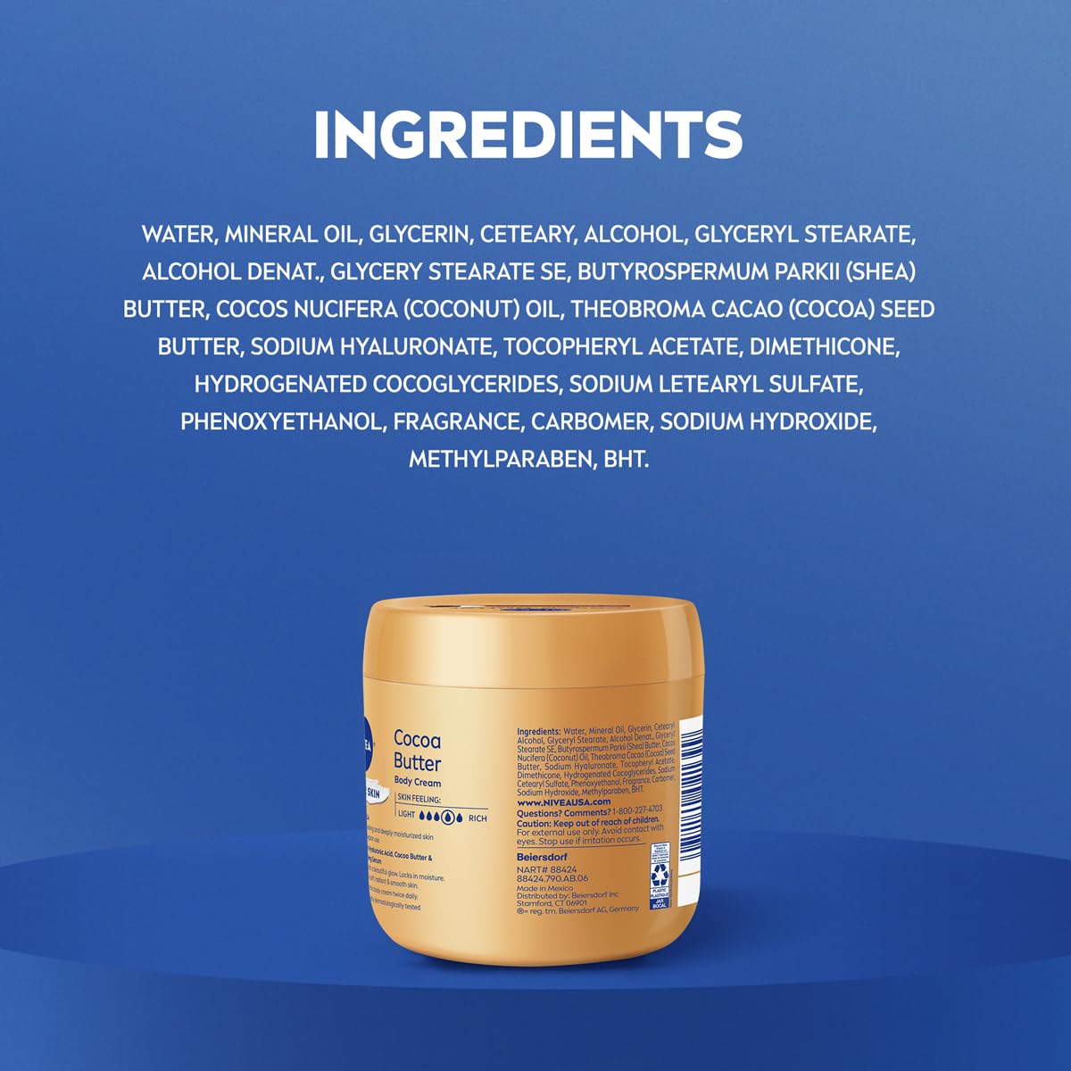 NIVEA body cream for dry skin care package showing protective safety seal