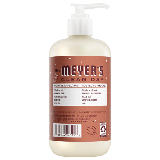 Close up of Mrs. Meyer's Gingerbread soap label and bottle design