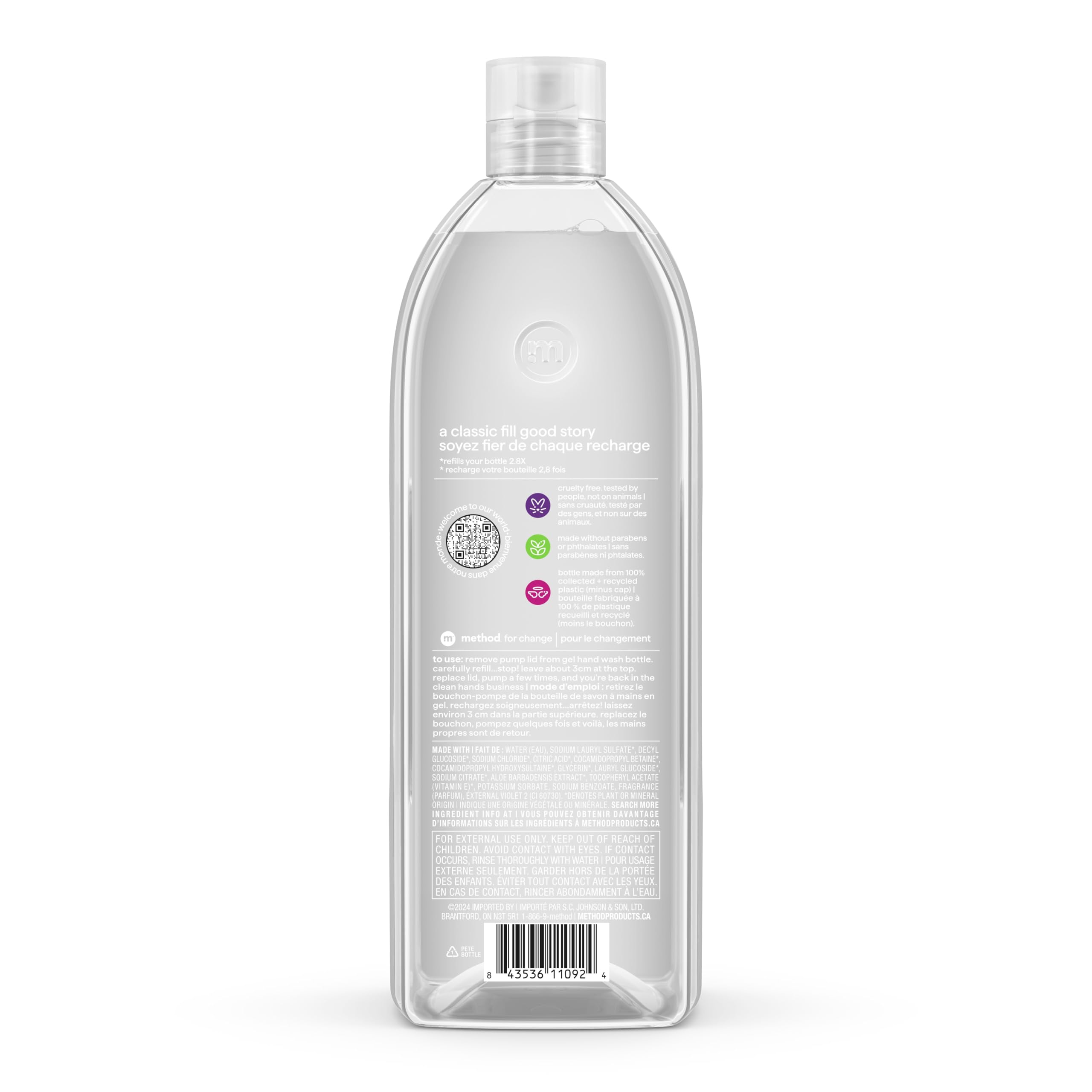 Method liquid hand wash refill pack of four biodegradable bottles.