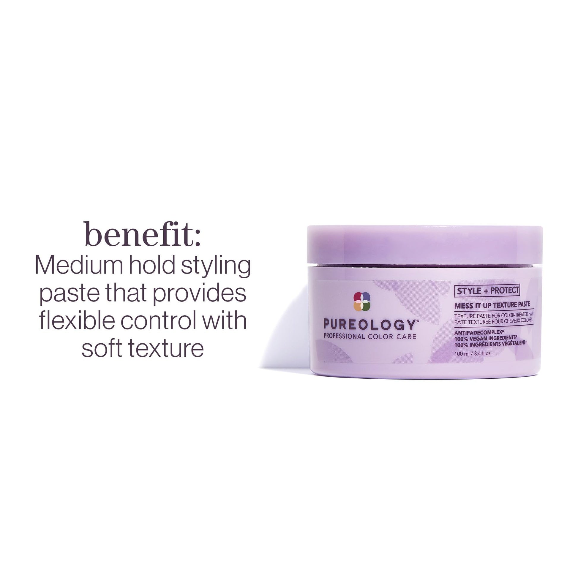 Pureology Mess It Up hair styling paste product packaging details