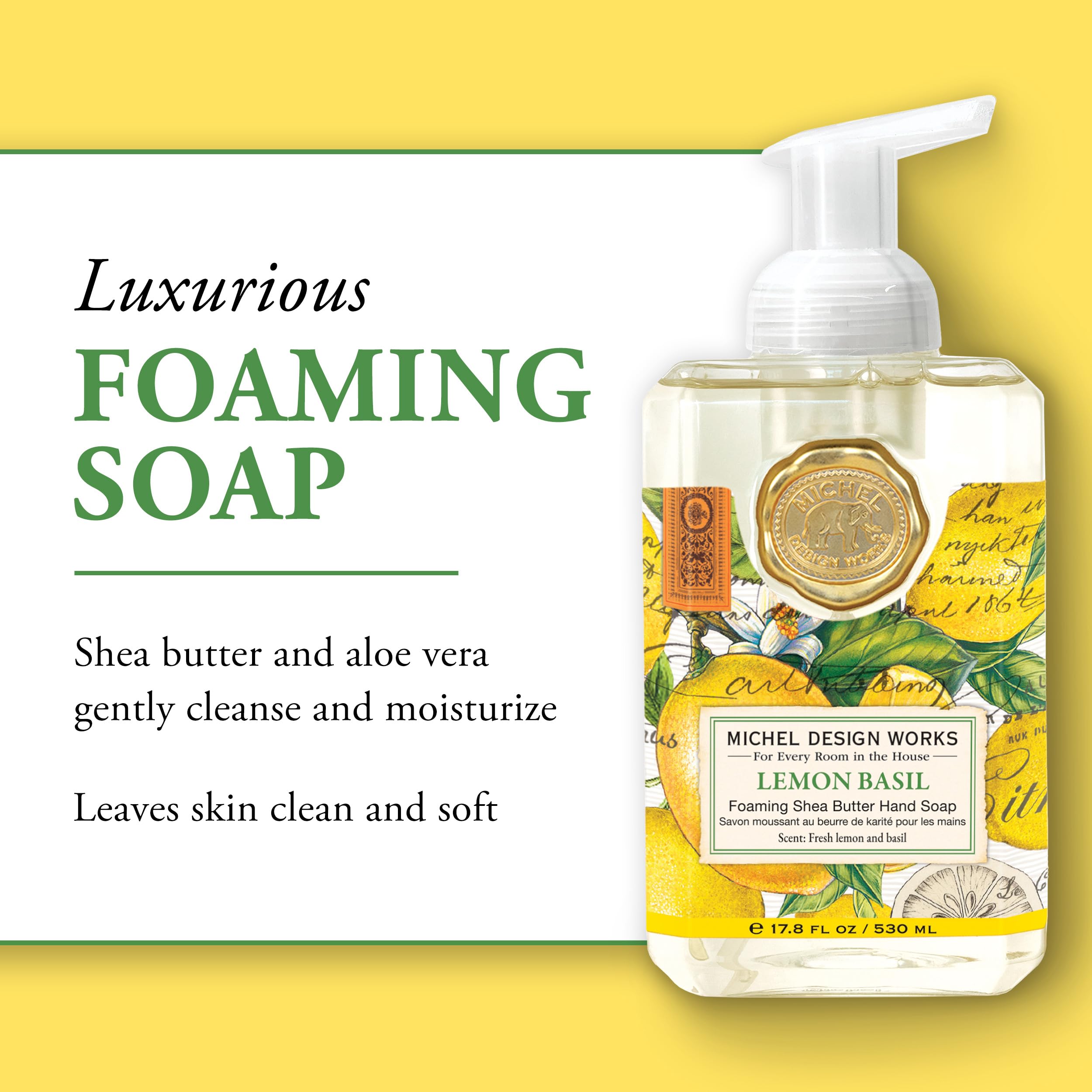 Imported moisturizing hand soap with shea butter and aloe vera ingredients close up